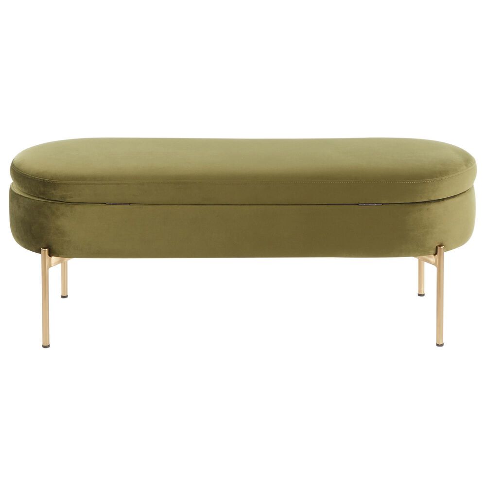 Lumisource Chloe Storage Bench in Green/Gold, , large