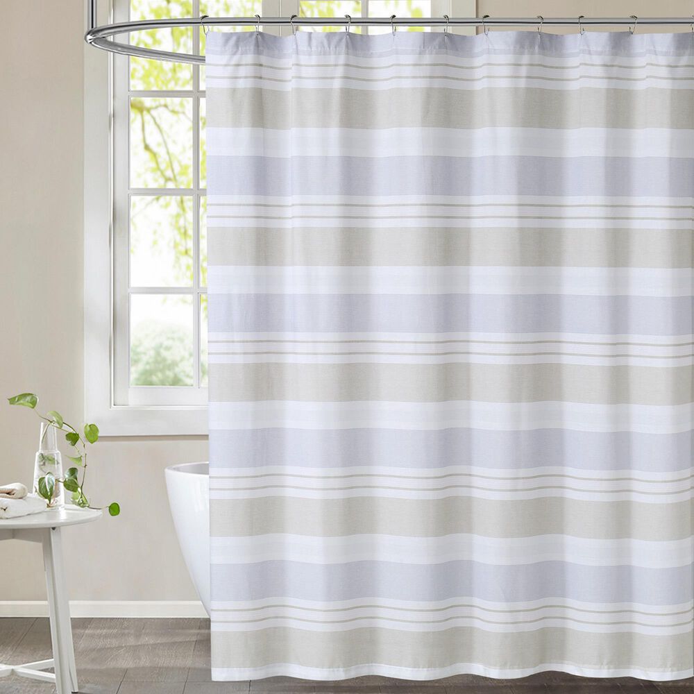 Pem America Cottage Classics Spa Shower Curtain in Blue and Tan, , large