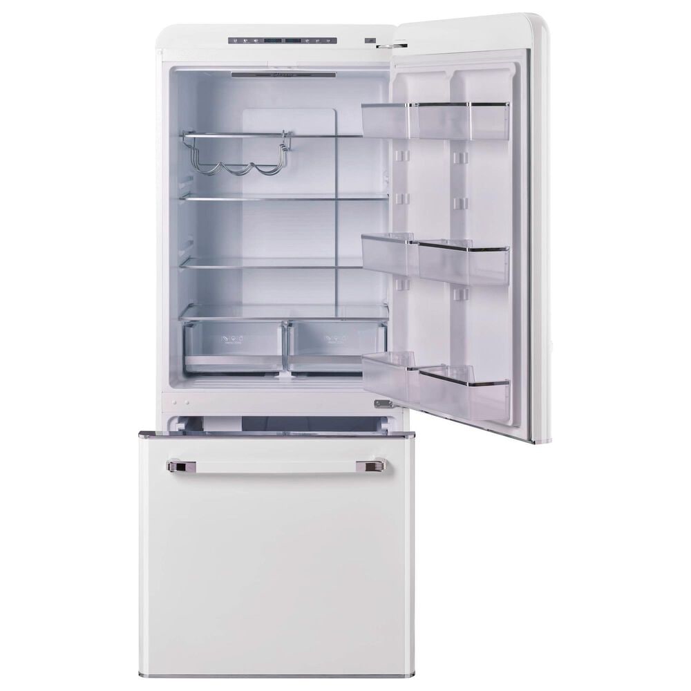 Unique Appliances Classic Retro 18 Cu. Ft Bottom Freezer Refrigerator in Marshmallow White, , large