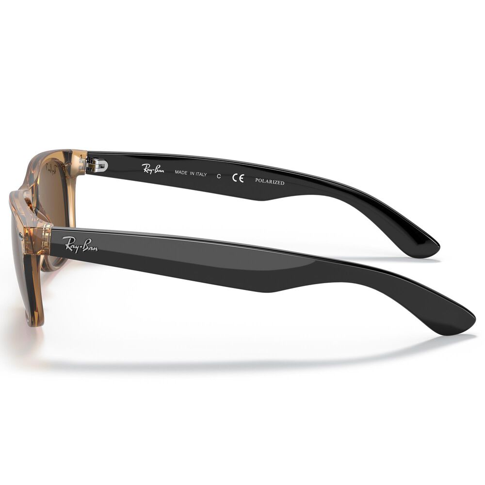 Ray-Ban New Wayfarer Bicolor Sunglass with Brown Lenses in Polished Honey, , large