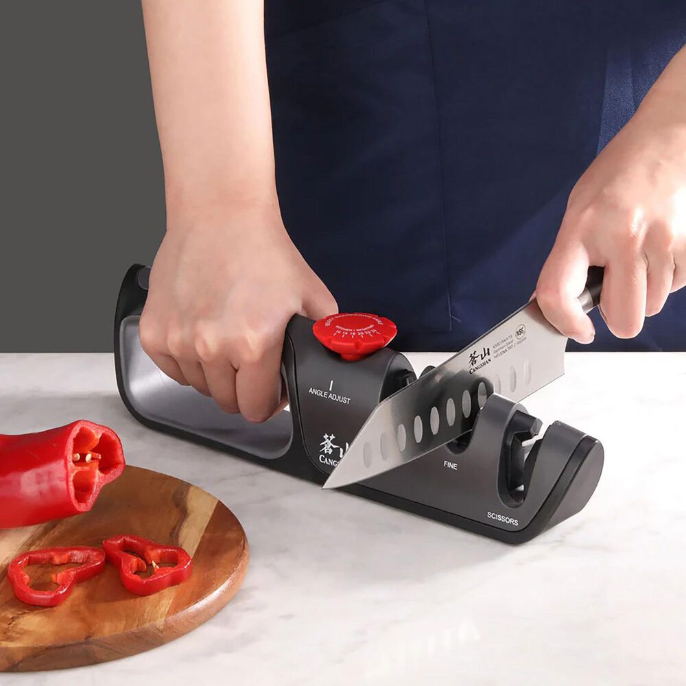 Cangshan 3-Stage Adjustable Knife and Scissor Sharpener in Black, , large