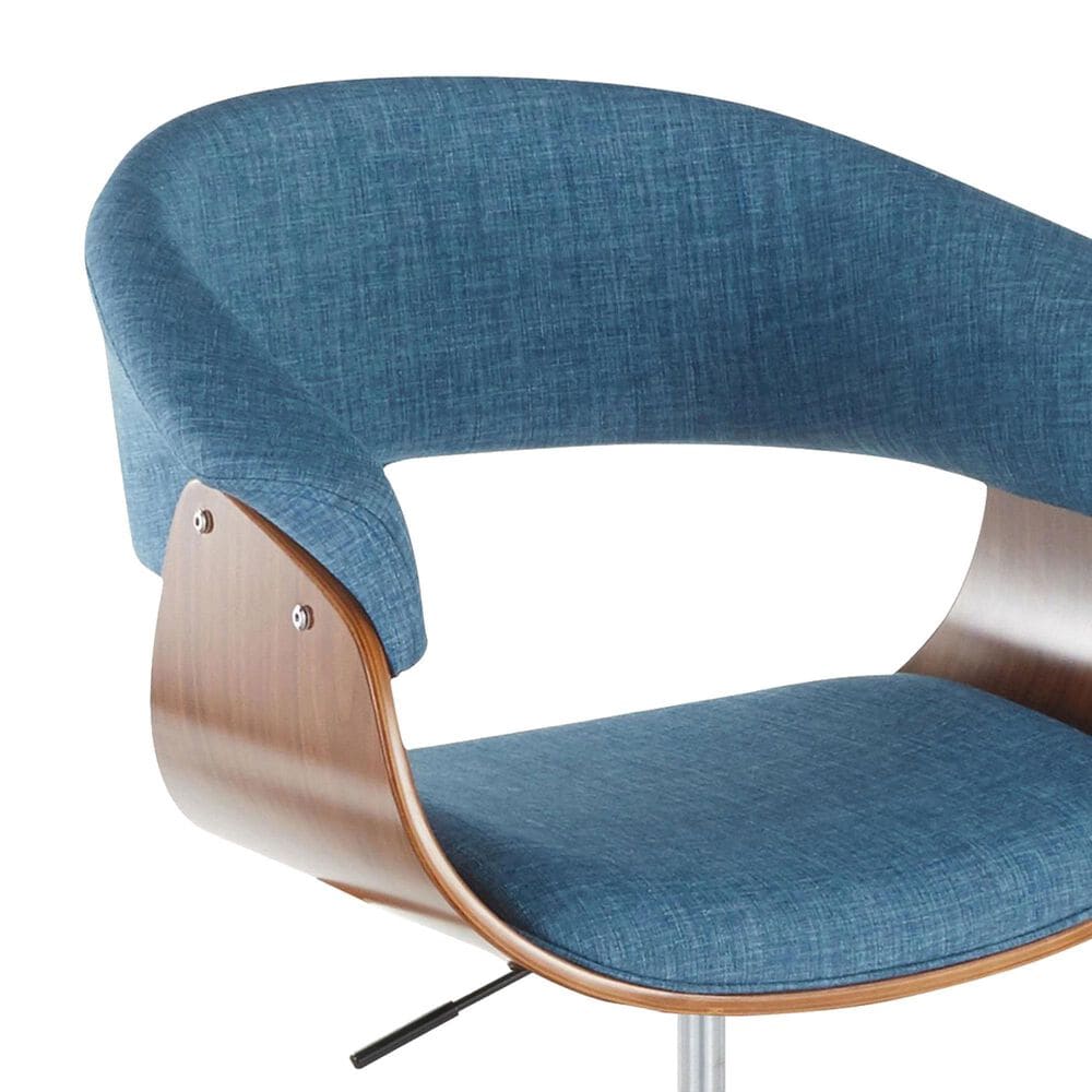 Lumisource Vintage Mod Office Chair with Blue Cushion in Walnut and Black, , large