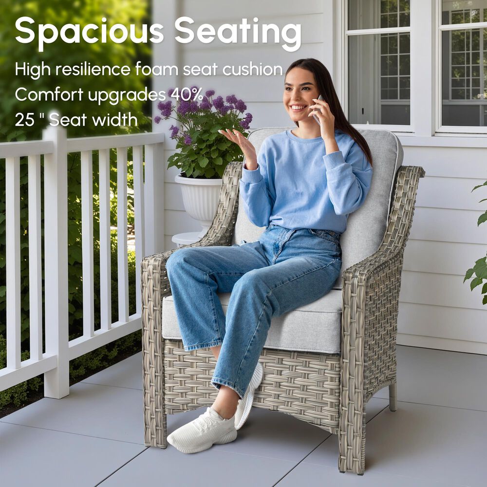 HOMLUX 5-Piece Patio Conversation Set with Two Ottomans in Light Gray, , large