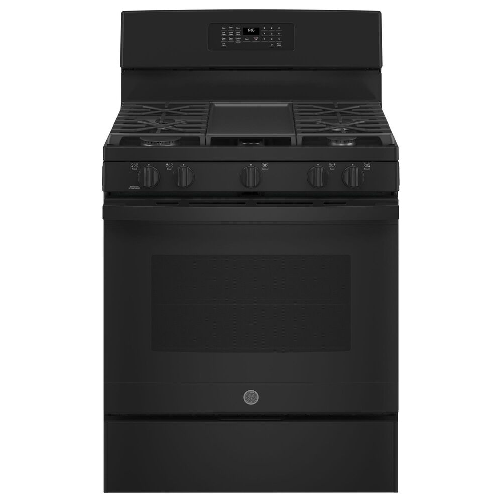 GE Appliances 30" Freestanding Gas Range with Center Oval Burner in Black, , large