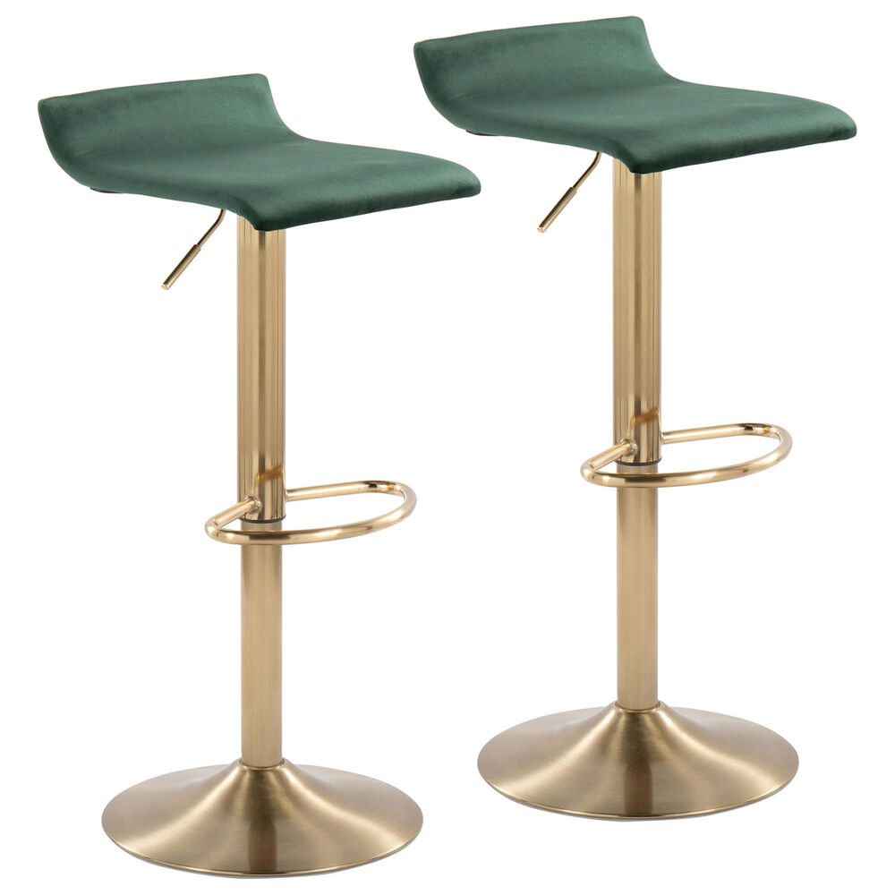 Lumisource Ale Adjustable Swivel Barstool in Green (Set of 2), , large
