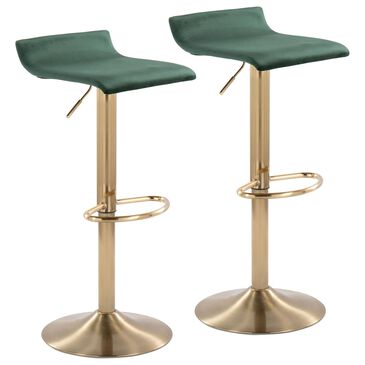 Lumisource Ale Adjustable Swivel Barstool in Green (Set of 2), , large