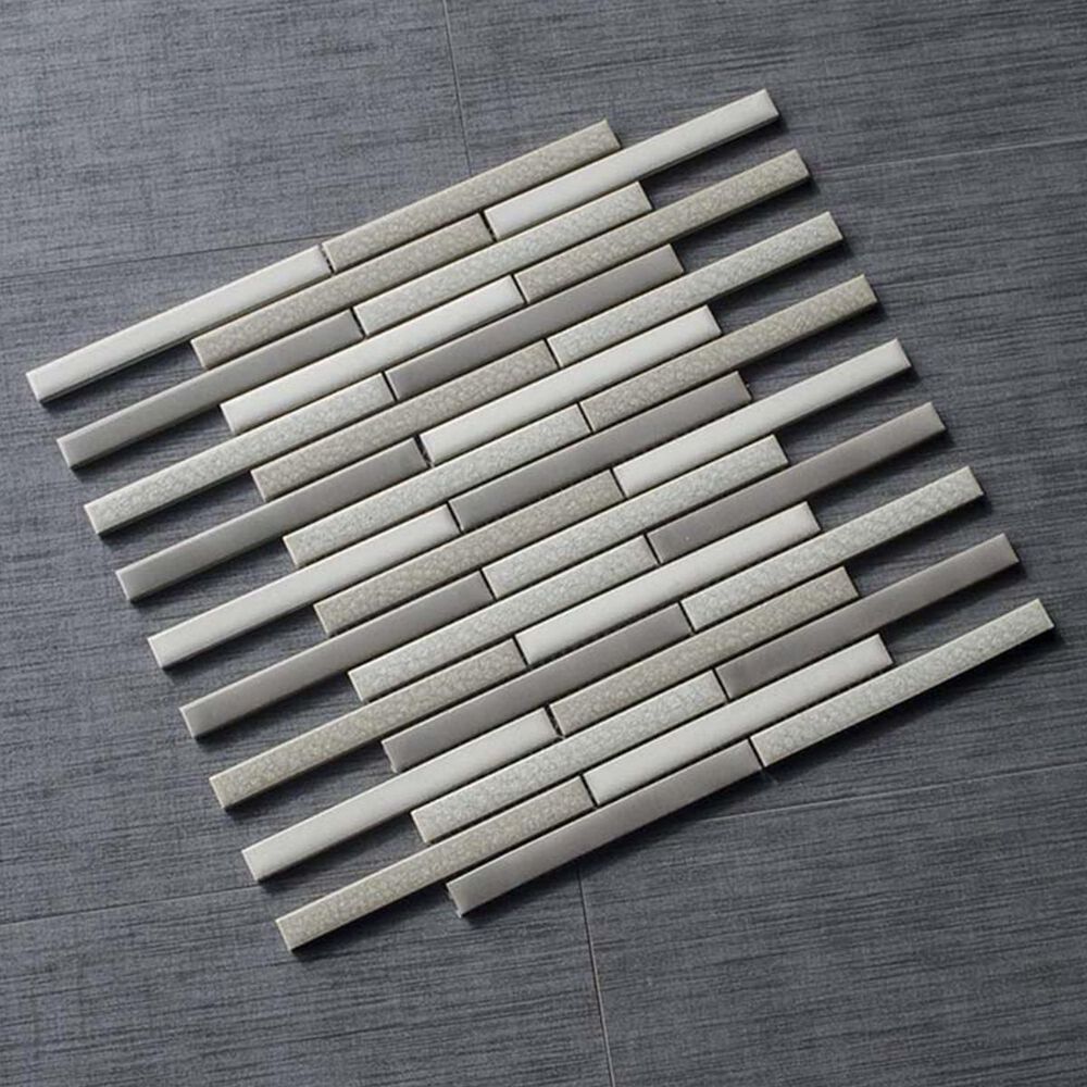 Soci Chateau Parchment Blend Staggered Bar 12" x 12" Ceramic Mosaic Sheet, , large