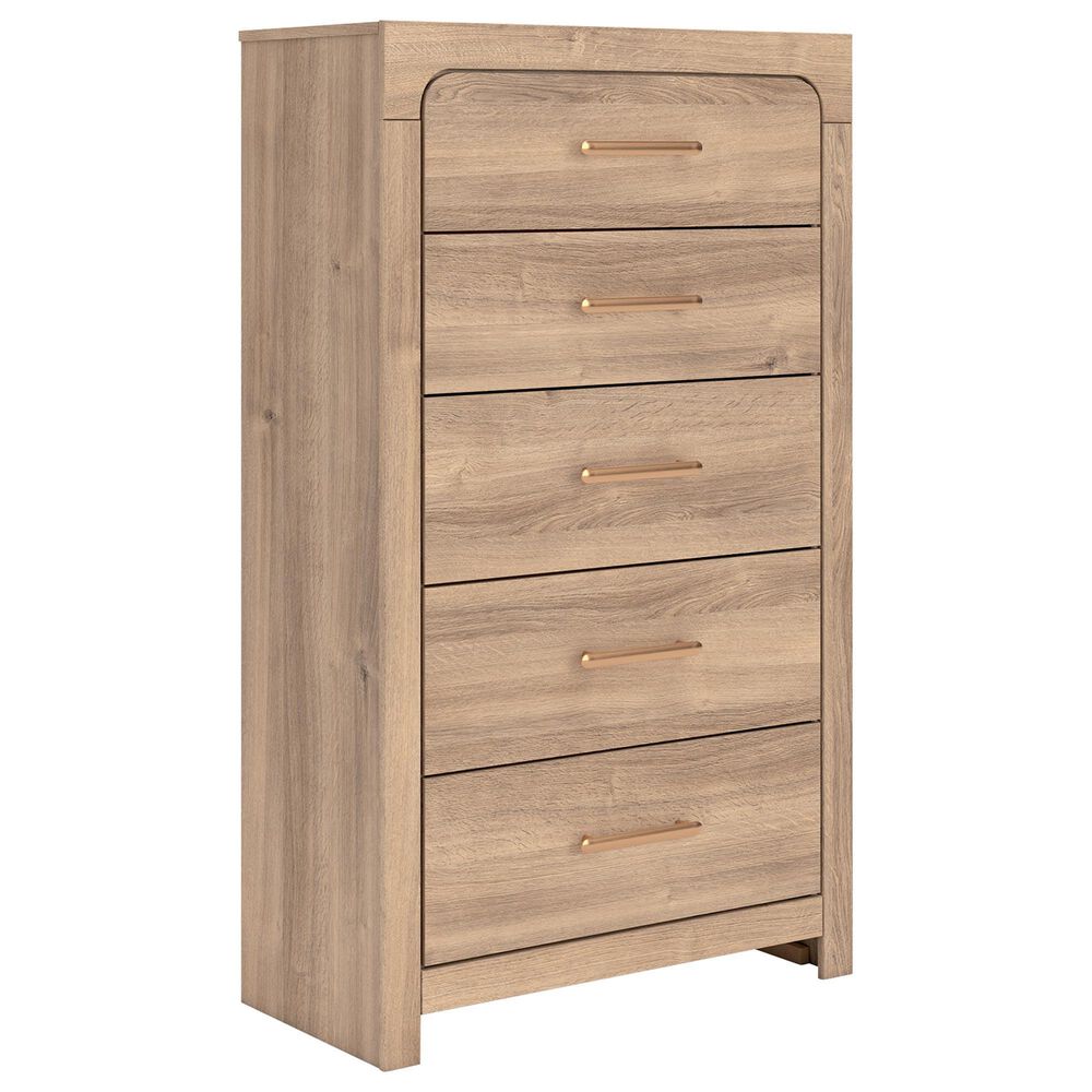 Ashley Kinlanni 5-Drawer Chest in Tan, , large