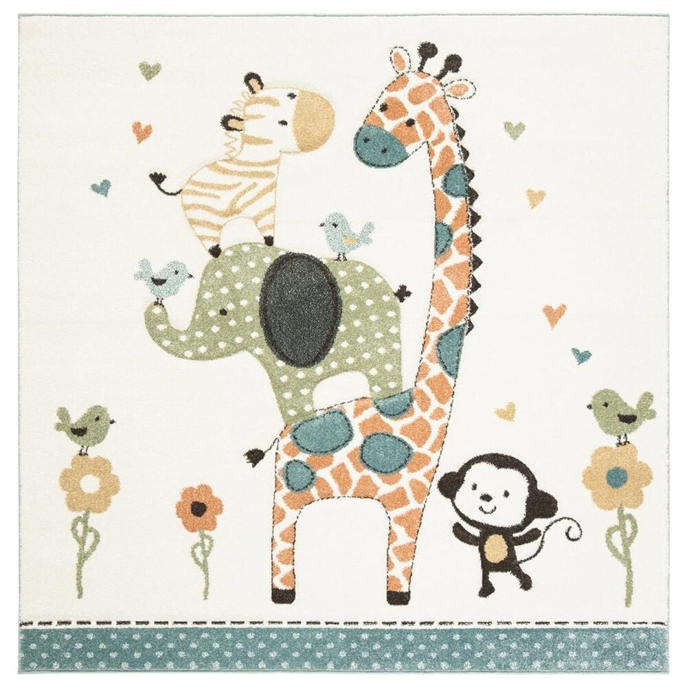 Safavieh Carousel 6"7" Square Ivory Kids Area Rug, , large