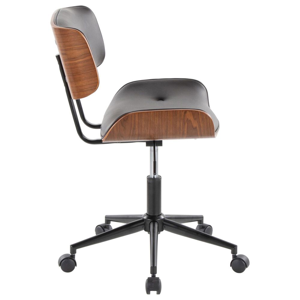 LumiSource Lombardi Swivel Office Chair with Espresso Faux Leather in Walnut, , large