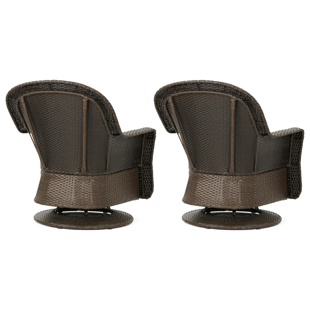 Hearth and Haven Liam Swivel Club Chair with Beige Cushion in Brown &#40;Set of 2&#41;, , large