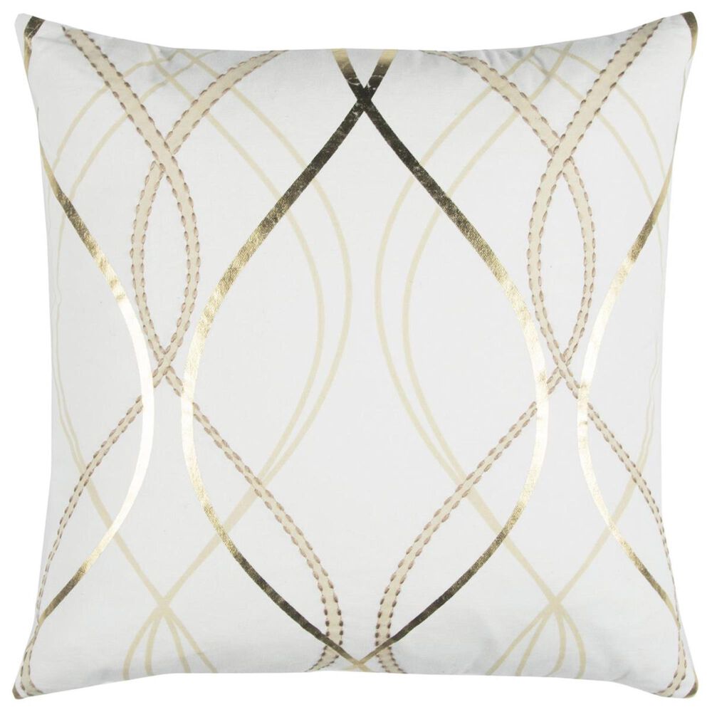Rizzy Home Donny Osmond 20" x 20" Poly-Fill Pillow in White with Gold, , large