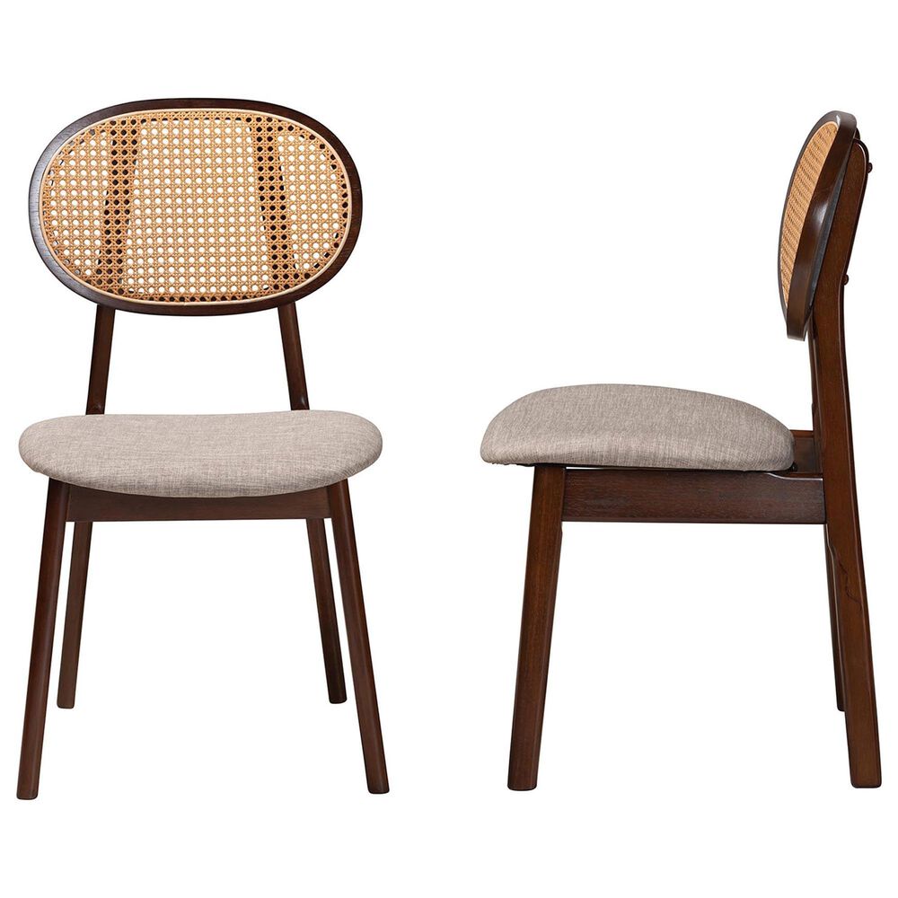 Baxton Studio Darrion Side Chair in Walnut Brown and Light Brown (Set of 2), , large