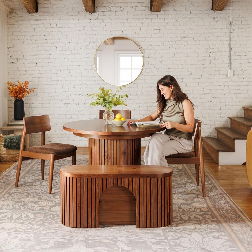 Transformer Table Round Dining Bench in Royal Walnut, , large