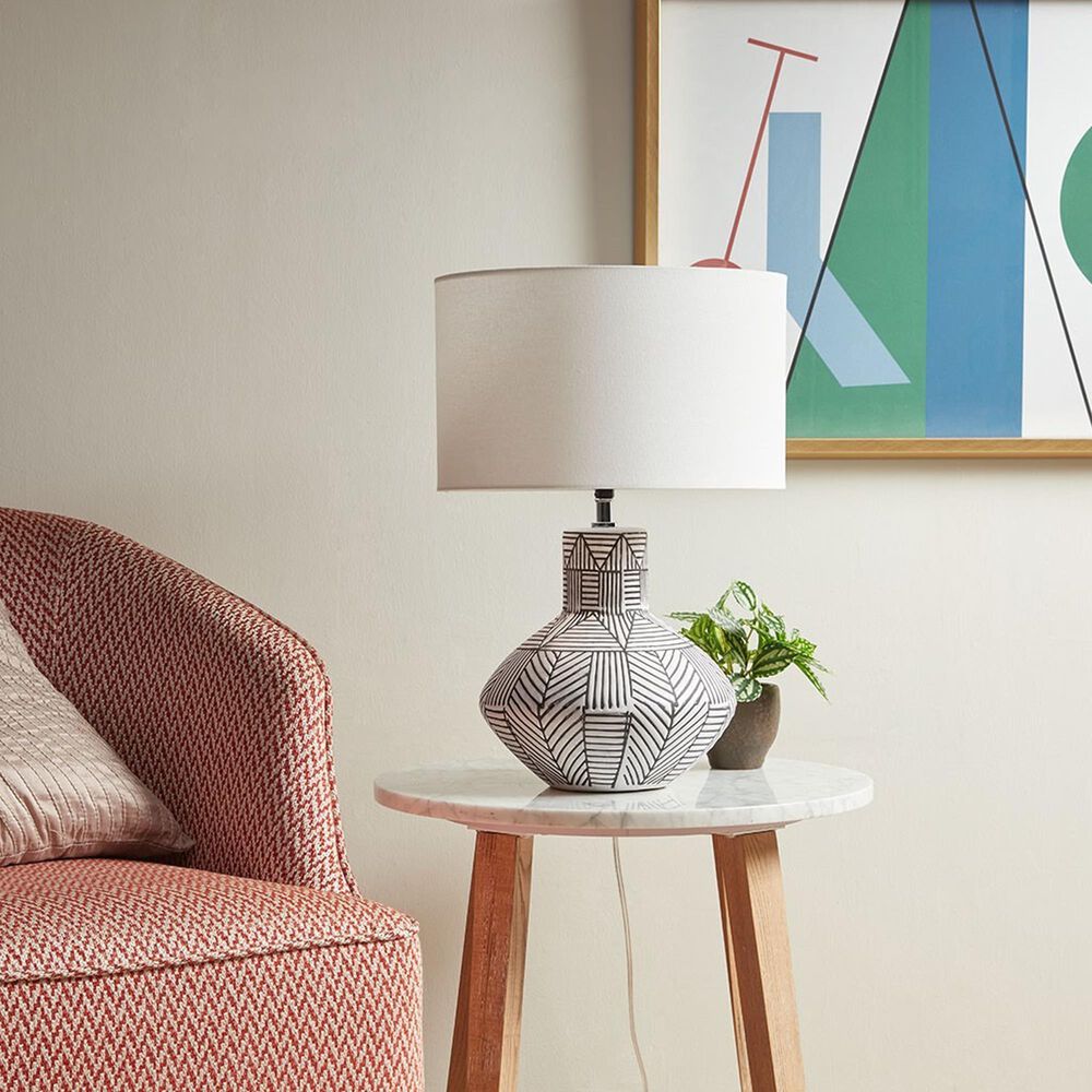 Hampton Park Agape Boho Ceramic Table Lamp in White, , large