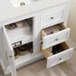 James Martin Vanities De Soto 36" Single Bathroom Vanity in Bright White with 3 cm Lime Delight Quartz Top and Rectangular Sink, , large