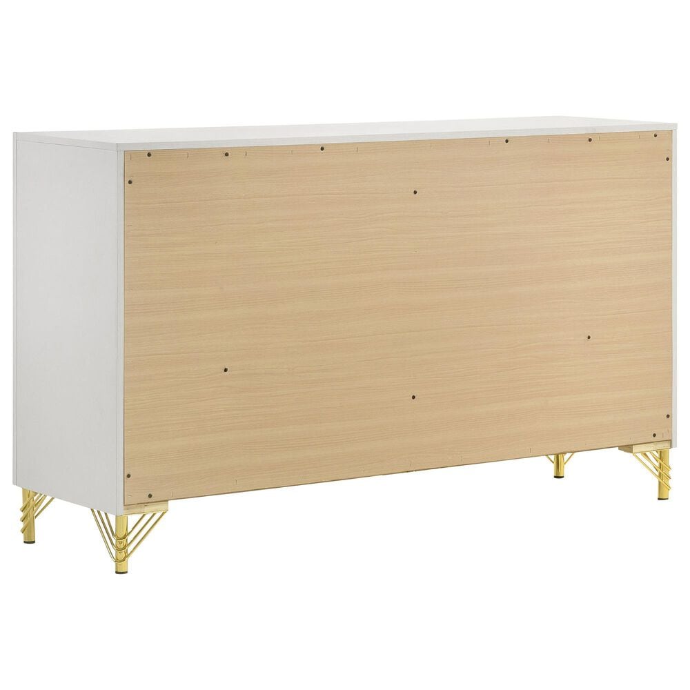 Pacific Landing Lucia 6-Drawer Dresser in White and Gold, , large