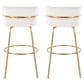 LumiSource Cinch 30" Swivel Barstool with Cream Upholstery in Gold (Set of 2), , large