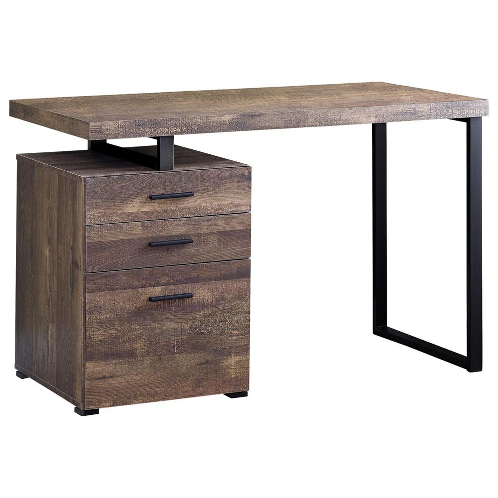 Monarch Specialties 48" Computer Desk in Brown Reclaimed Wood and Black , , large