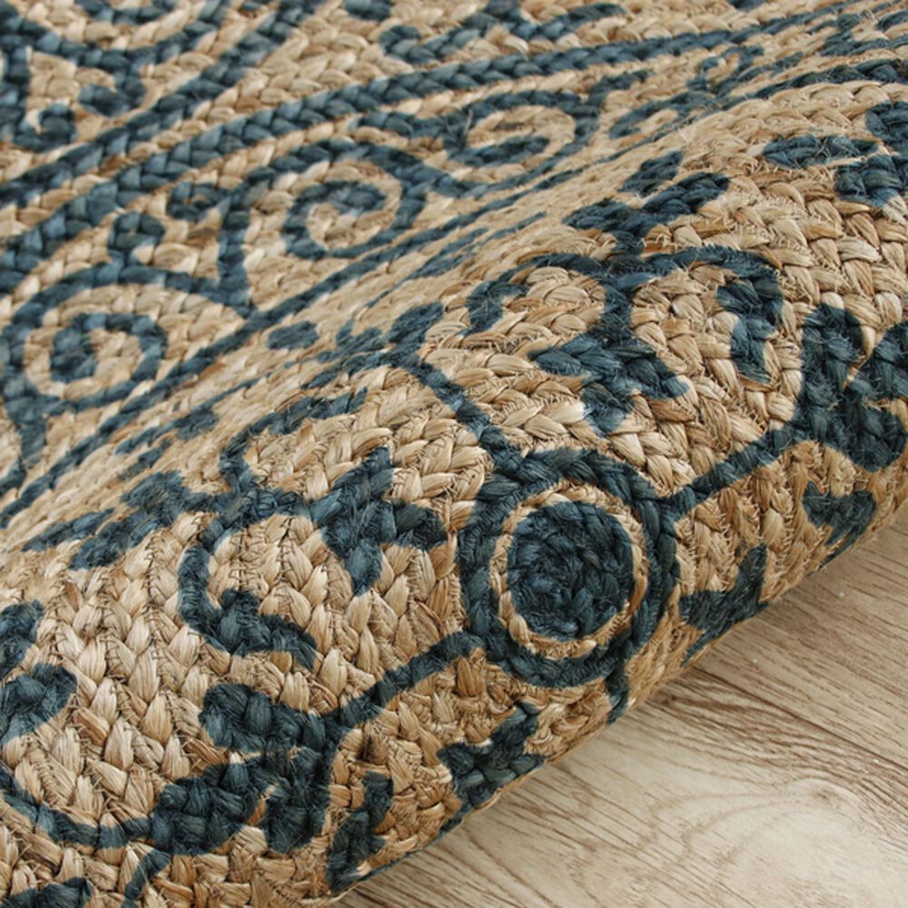 L&amp;R Resources Synergy 6&#39; Round Tan and Slate Teal Area Rug, , large