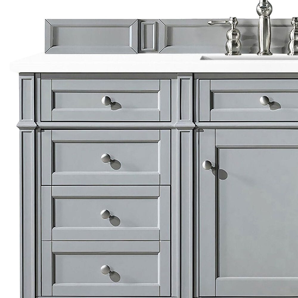 James Martin Vanities Brittany 48&quot; Single Bathroom Vanity in Urban Gray with Single Hole 3 cm White Zeus Quartz Top and Rectangular Sink, , large