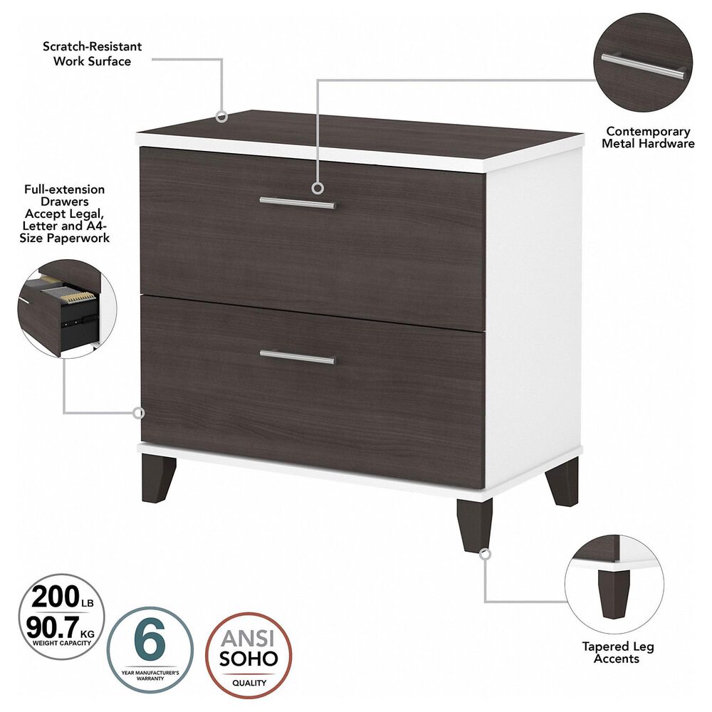 Bush Somerset 3 Piece Office Desk Set in Storm Gray/White, , large