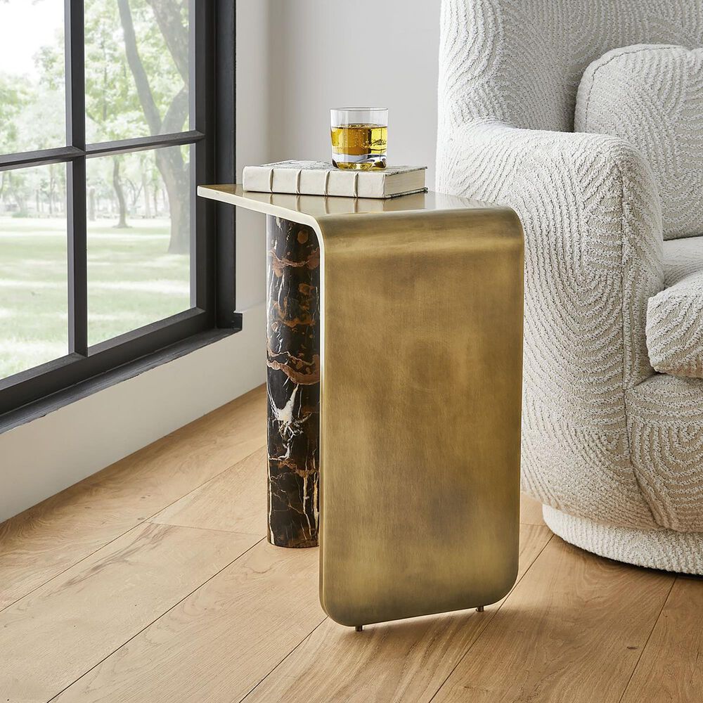 Uttermost Pillar of Strength Accent Table in Antique Brass, , large