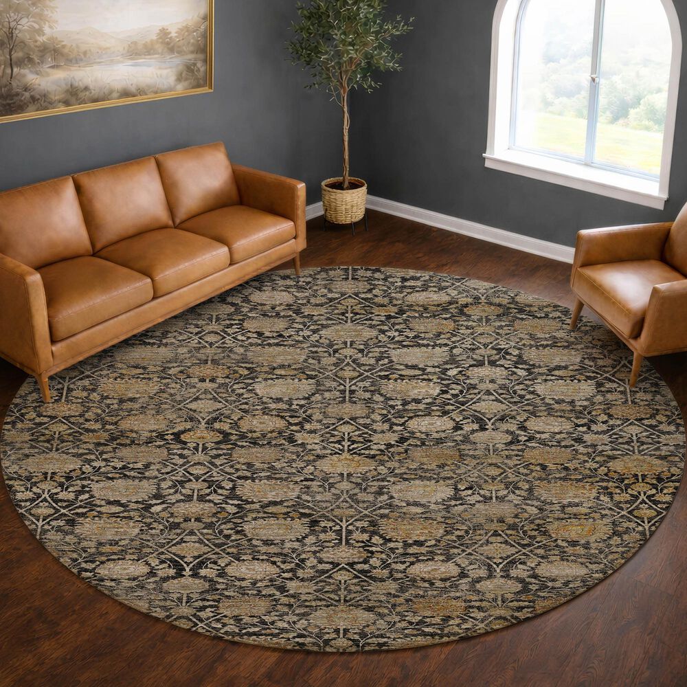 Dalyn Rug Company Aristo AR3 Black 8' Round Area Rug, , large