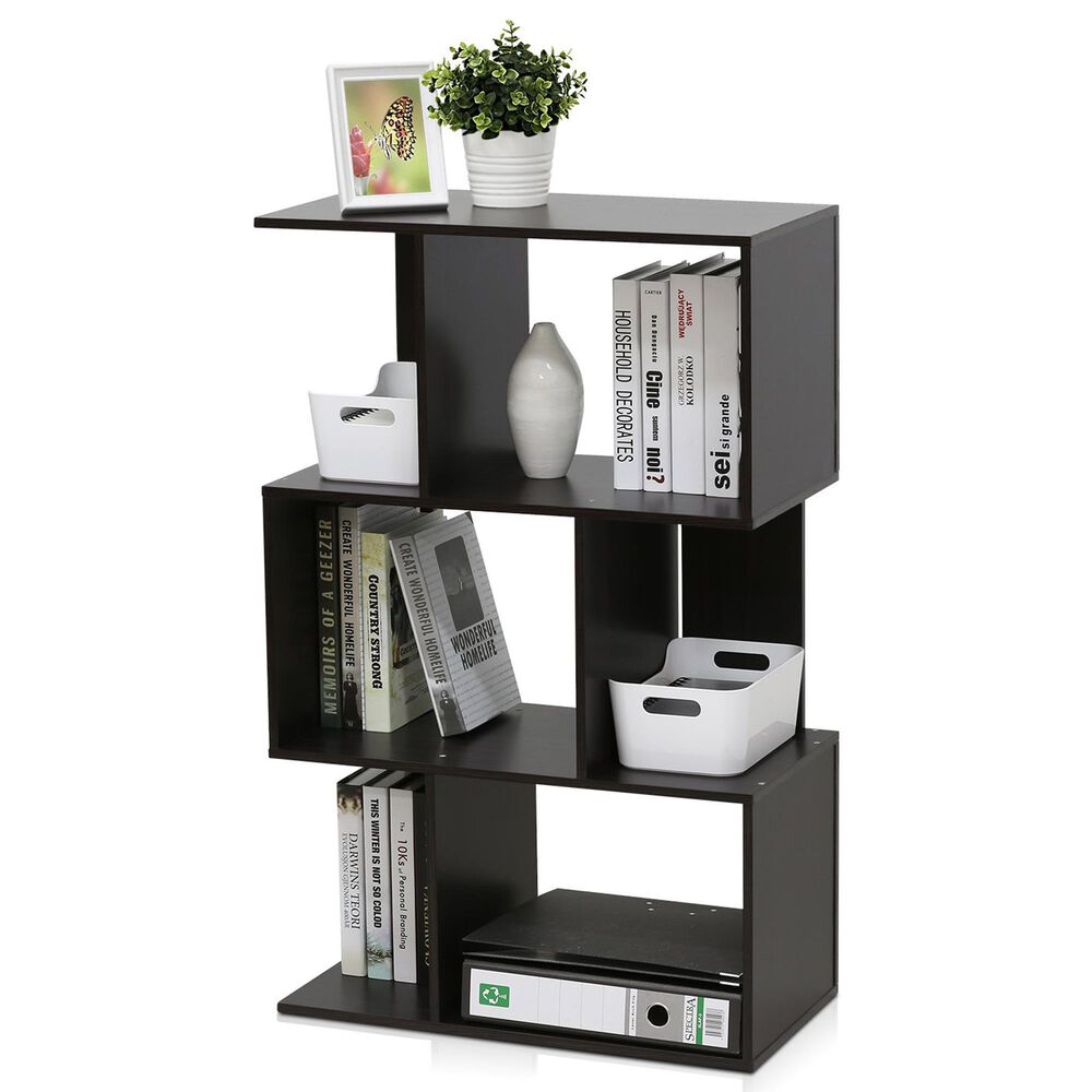 HOMLUX 3-Tier Open Shelf Bookshelf in Espresso, , large