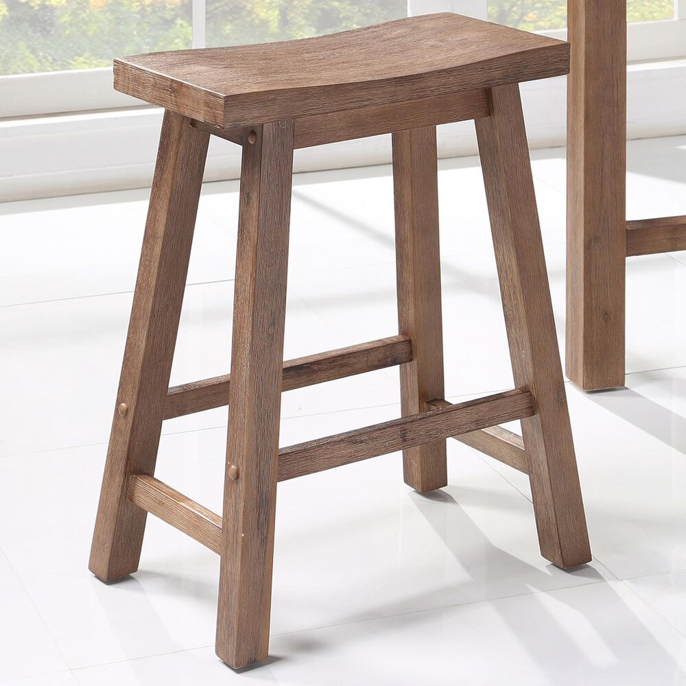 Boraam Industries Sonoma 24" Saddle Stool in Barnwood Wire-Brush, , large