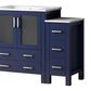 Lexora Home Volez 108" Double Bathroom Vanity in Navy Blue with 2 cm White Ceramic Top, Rectangular Sinks and Side Cabinets, , large