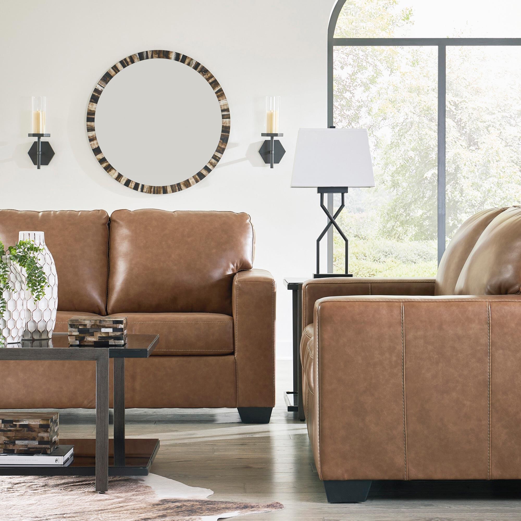 Ashley Bolsena Stationary Sofa and Loveseat Set in Caramel