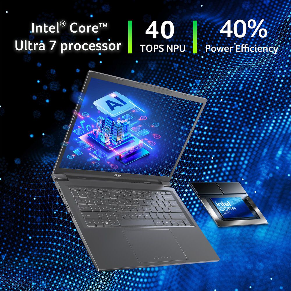 Acer Aspire 14 AI 14&quot; Laptop | Intel Core Ultra 7 256V - 16GB RAM - Intel Arc Graphics - 1TB SSD in Gray, , large