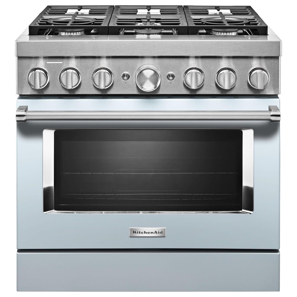 KitchenAid 36" Professional Dual Fuel Range in Misty Blue, , large