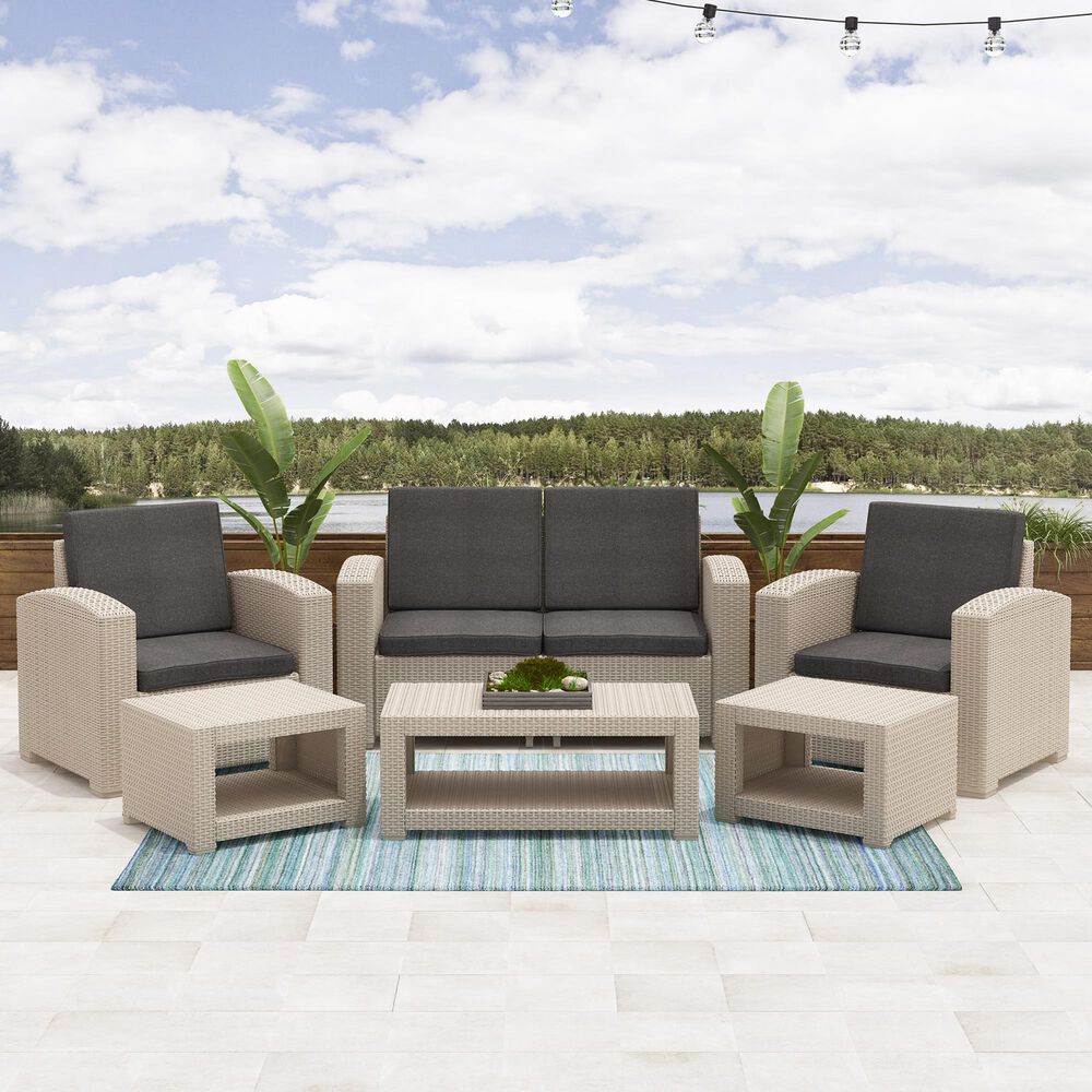 CorLiving Adelaide 6-Piece Patio Conversation Set in Dark Gray, , large