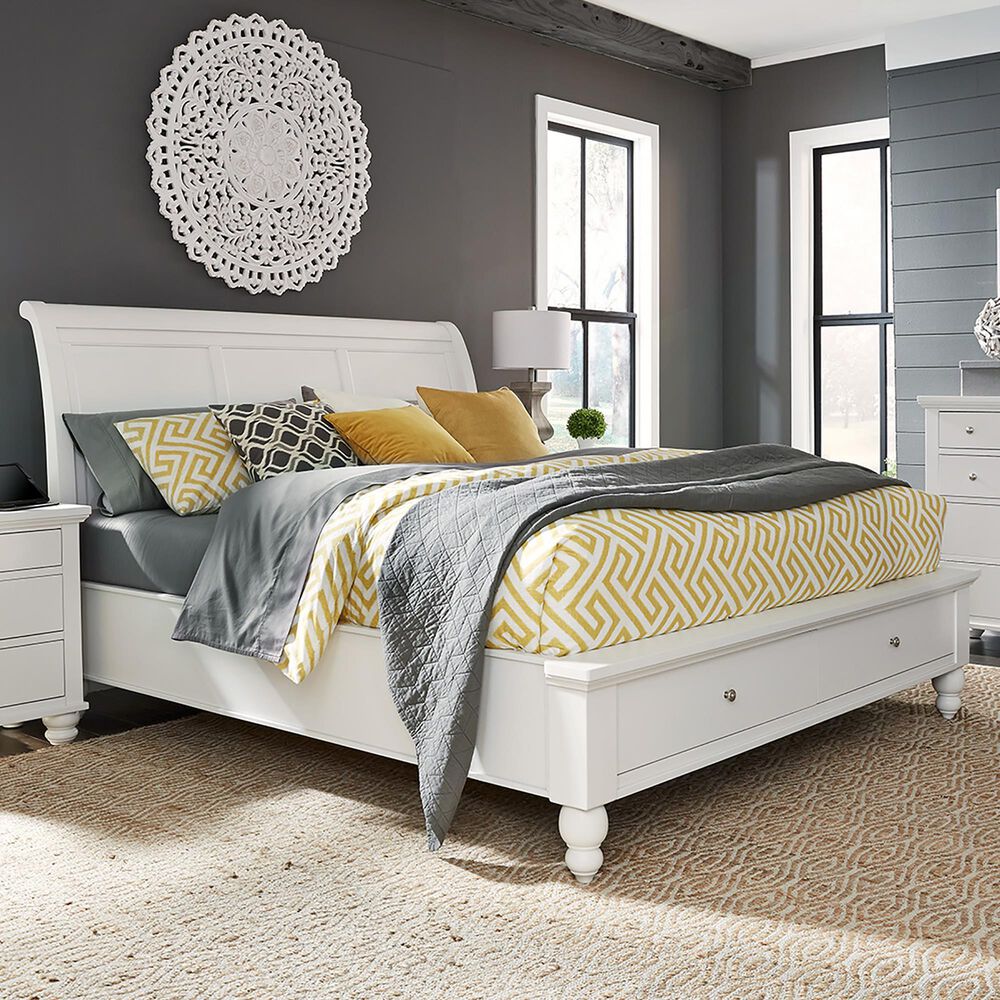 Riva Ridge Cambridge Queen Sleigh Storage Bed in White, , large