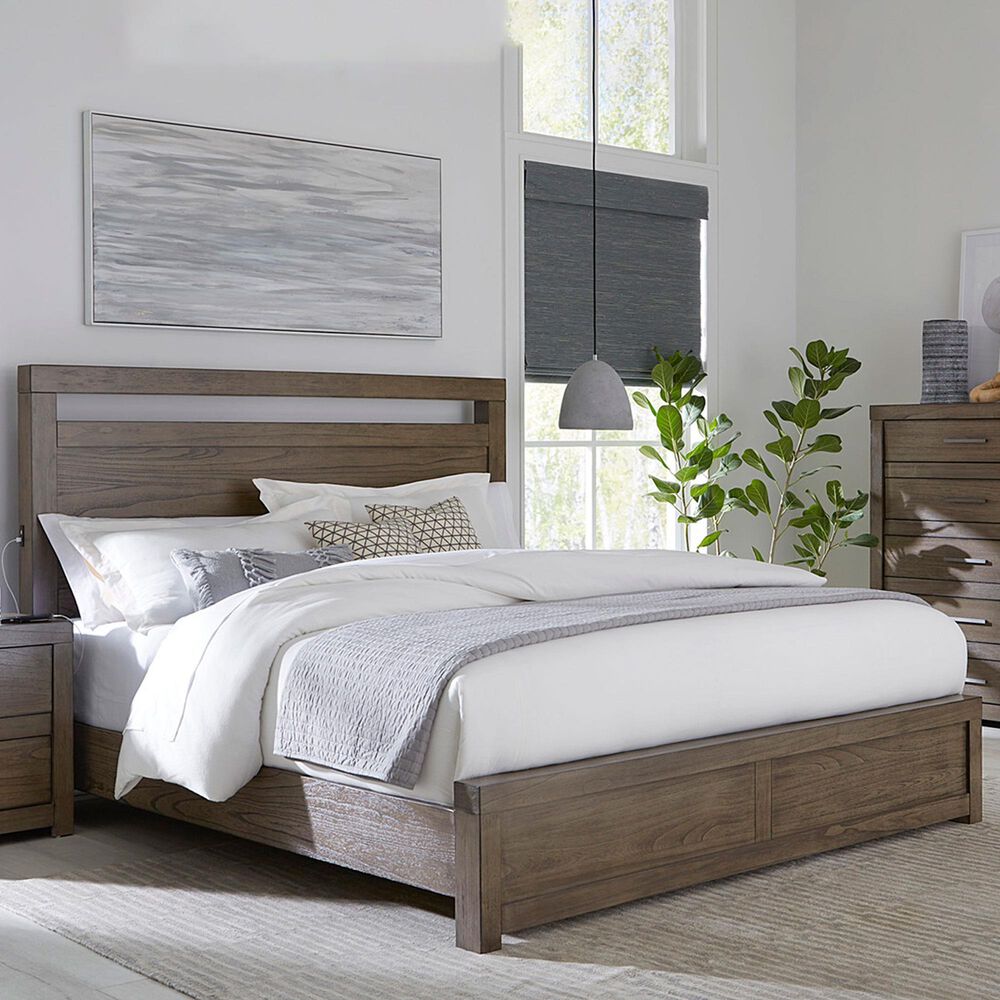 Riva Ridge Modern Loft California King Panel Bed in Greystone, , large