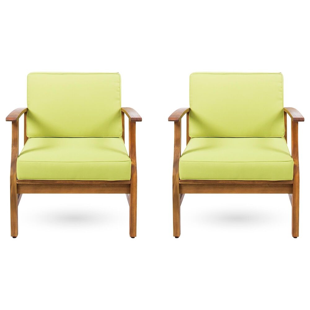 Hearth and Haven Perla Outdoor Club Chair with Cushions in Green (Set of 2), , large