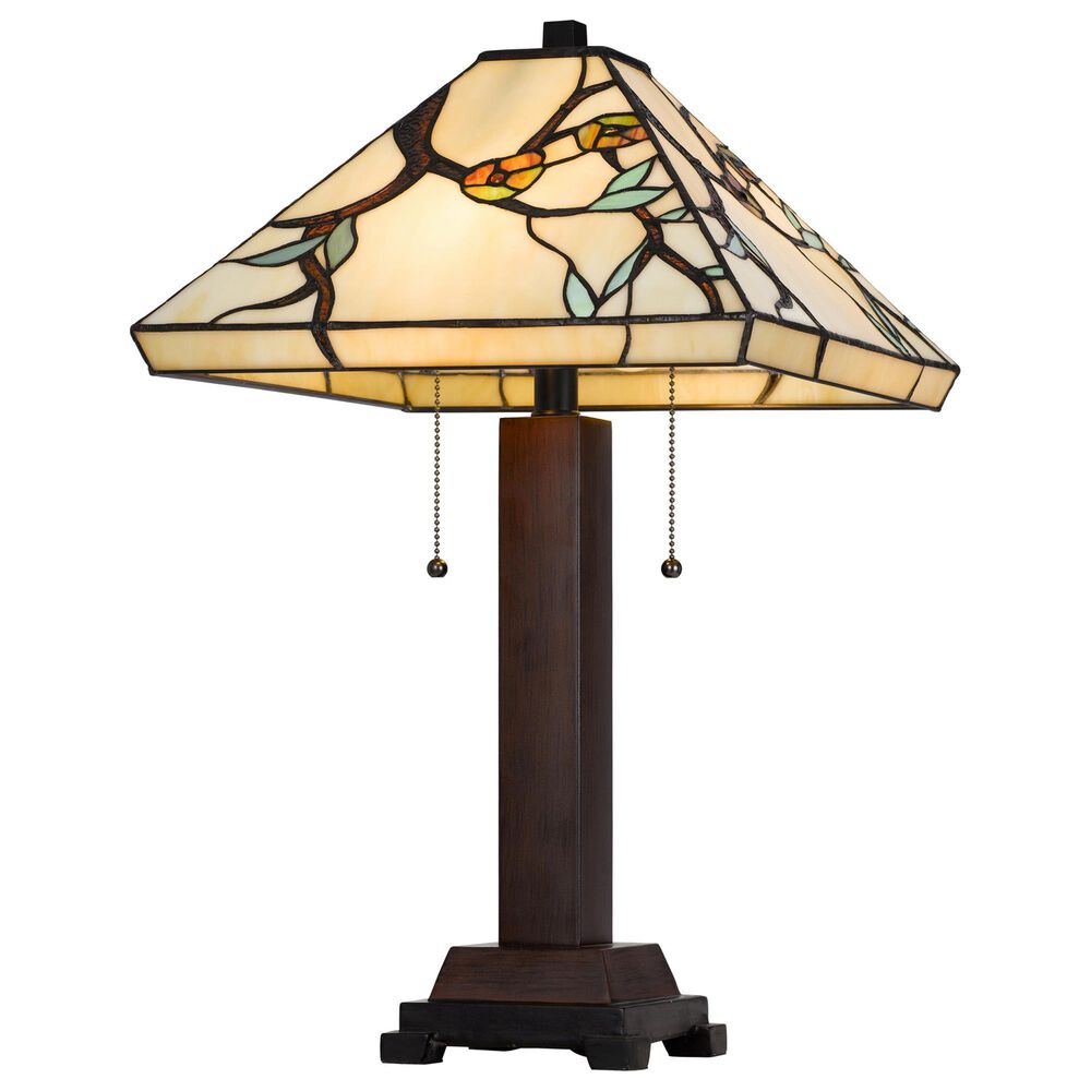 Cal Lighting Blossom Tiffany Table Lamp with Pull Chain Switch in Dark Bronze, , large