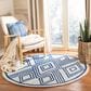 Safavieh Micro-Loop Southwestern 5" Round Ivory and Navy Area Rug, , large
