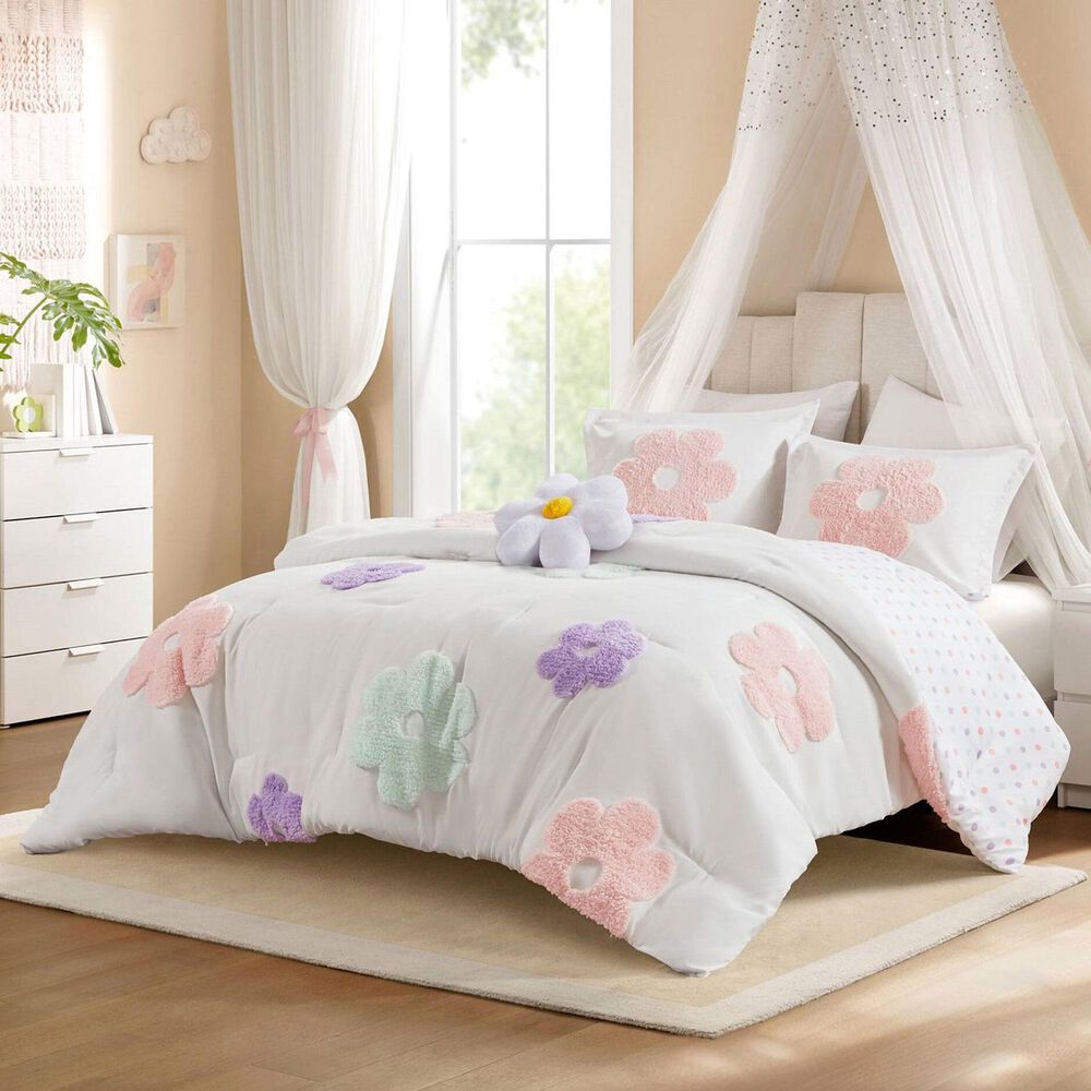 Hampton Park Gracie 4-Piece Full/Queen Comforter Set in White and Purple, , large