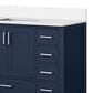 Lexora Home Jacques 84" Double Bathroom Vanity in Navy Blue with 2 cm White Cultured Marble Top and Rectangular Sinks, , large
