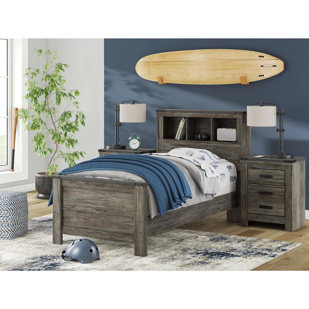 Ashley Frandern Twin Bookcase Panel Bed in Warm Gray, , large