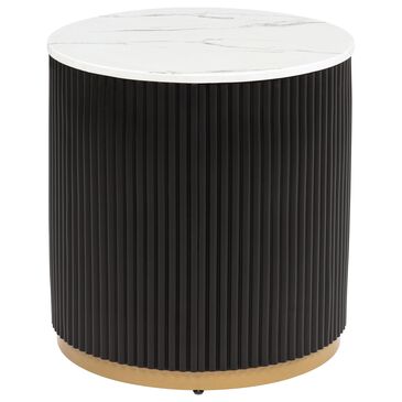 Crown Mark Kara End Table in in White Marble, Black and Gold, , large