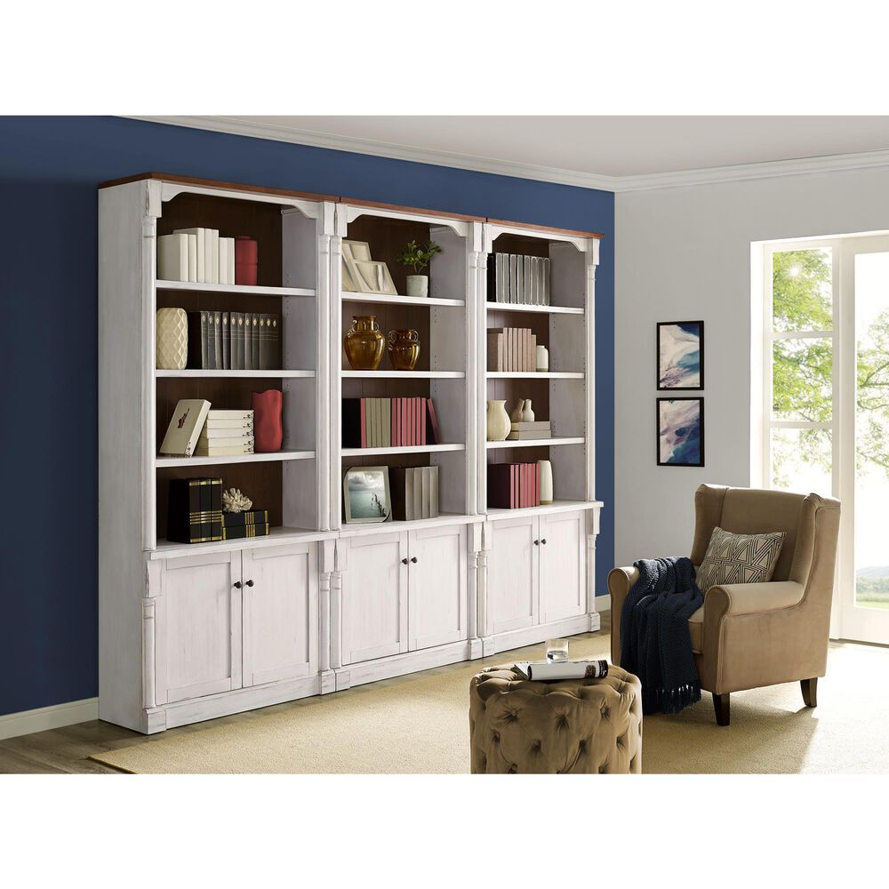 Wycliff Bay Durham 4-Shelf Adjustable Bookcase in Weathered White and Cherry &#40;Set of 3&#41;, , large