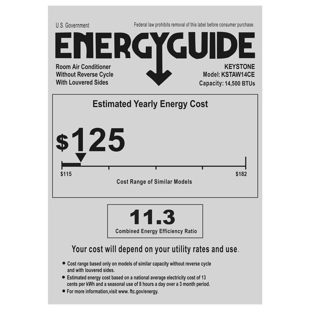 Keystone 14500 BTU Window Air Conditioner in White, , large