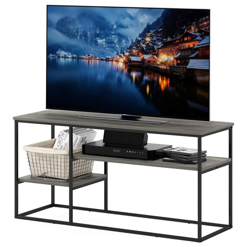 HOMLUX 45" TV Stand with 2 Open Storage Shelves in French Oak Grey, , large