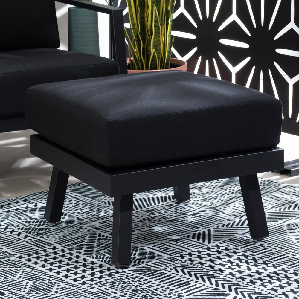 Linon Home Decor Holland Patio Ottoman in Black, , large