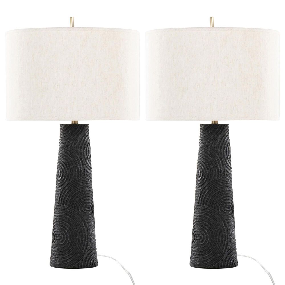 LumiSource Kona 31" Polyresin Table Lamp in Matte Black and Modern Brass (Set of 2), , large