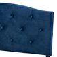 Baxton Studio Leone Full Panel Headboard with Navy Blue Velvet in Dark Brown, , large